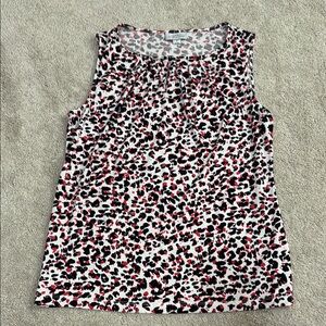 Tahari Black and White Animal Print Sleeveless Tank